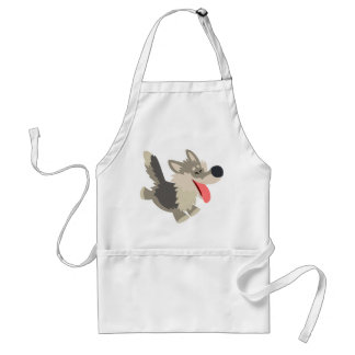 Cute Frolicsome Cartoon Wolf Apron