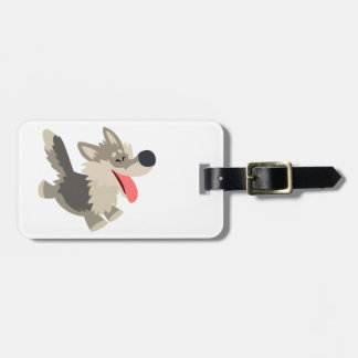 Cute Frolicsome Cartoon Wolf Luggage Tag