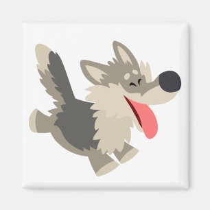 Cute Frolicsome Cartoon Wolf Magnet