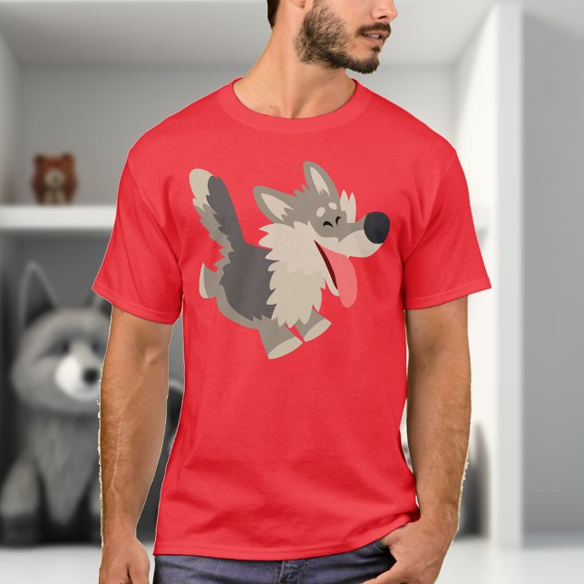 Cute Frolicsome Cartoon Wolf T-Shirt (Creator Uploaded)