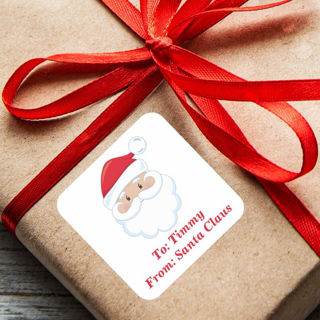 Cute From Santa Claus Customised Christmas Gift Square Sticker (Creator Uploaded)