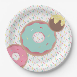 Cute Frosted Doughnut and Sprinkles Pastel Party Paper Plate
