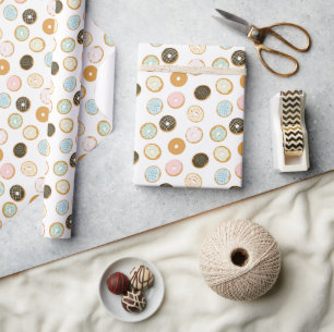 Cute Frosted Doughnut Pattern Wrapping Paper
