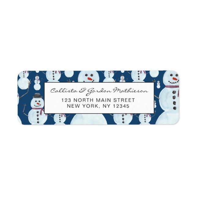 Cute Frosty Blue Snowman Watercolor Pattern (Front)