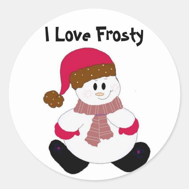 Cute Frosty Classic Round Sticker (Front)