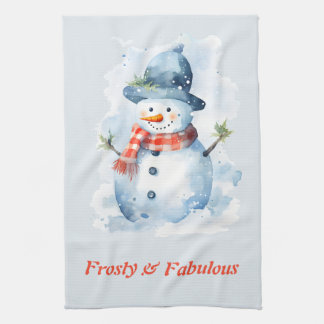 Cute Frosty & Fabulous Snowman for Christmas Tea Towel