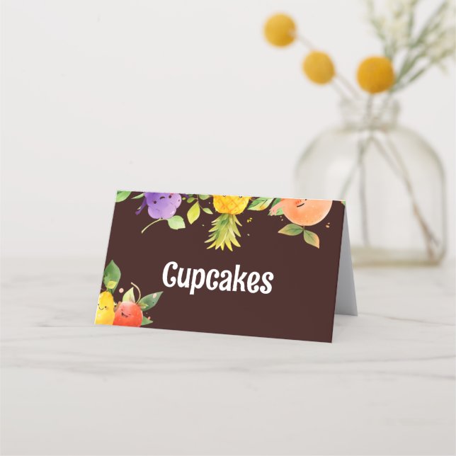Cute Fruit Birthday Food Tent Card (Front)