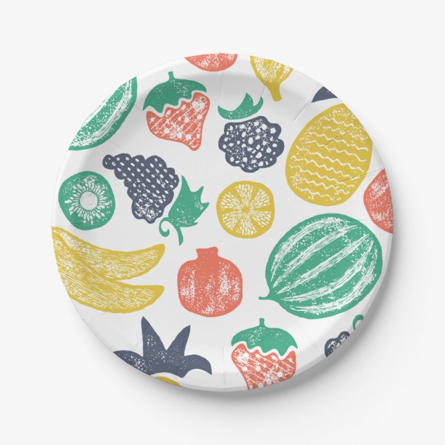 Cute Fruit Birthday Paper Plates (Front)