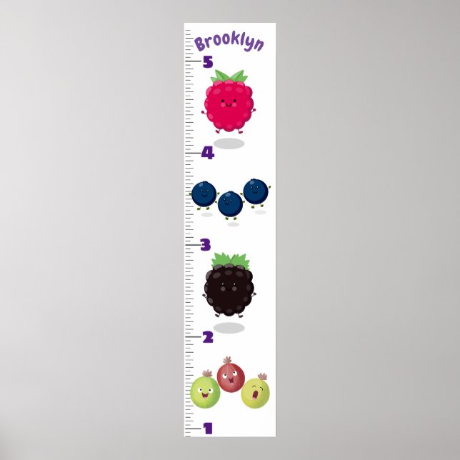 Cute fruit cartoon illustration growth chart (Front)