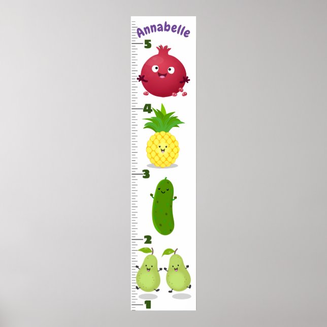 Cute fruit cartoon illustration growth chart (Front)