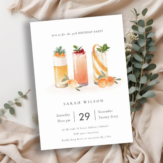 Cute Fruit Cocktail Orange Any Age Birthday Invite (Creator Uploaded)