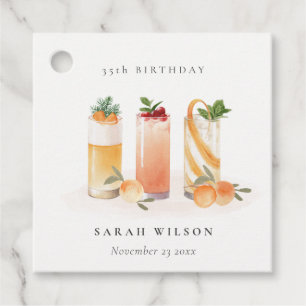 Cute Fruit Cocktail Orange Blush Any Age Birthday Favour Tags