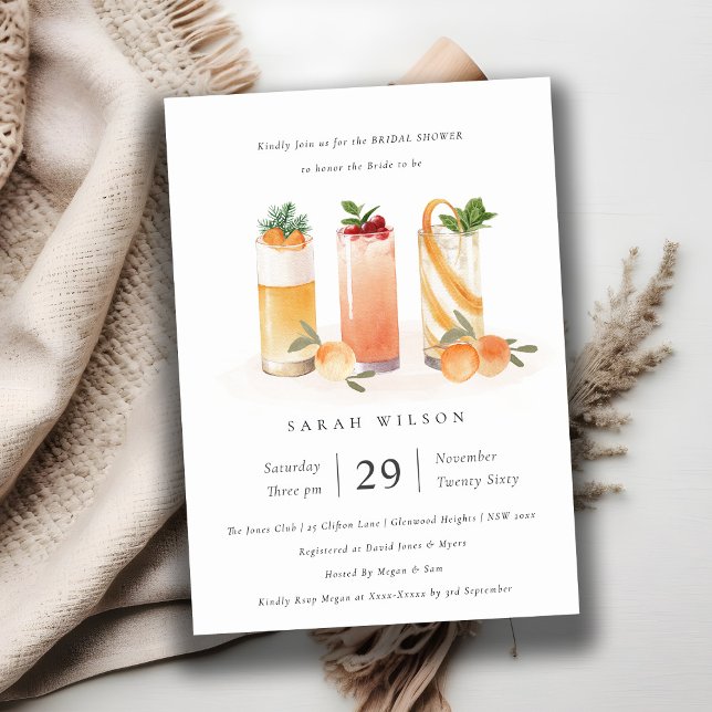 Cute Fruit Cocktail Orange Bridal Shower Invite (Creator Uploaded)