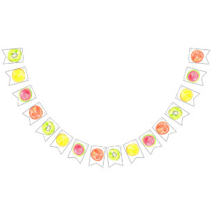 Cute fruit kid birthday bunting banner