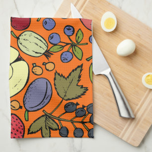 Cute fruit pattern l Orange garden Tea Towel
