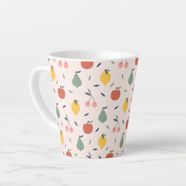 Cute Fruit Pattern Latte Mug (Left Angle)