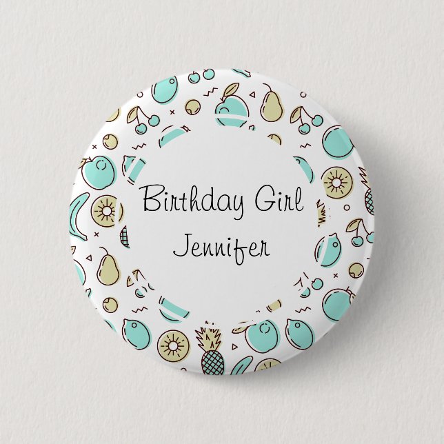 Cute Fruit Pattern Summery Line Drawing Birthday 6 Cm Round Badge (Front)