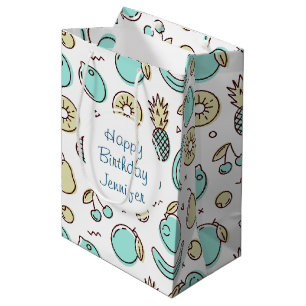 Cute Fruit Pattern Summery Line Drawing Birthday Medium Gift Bag