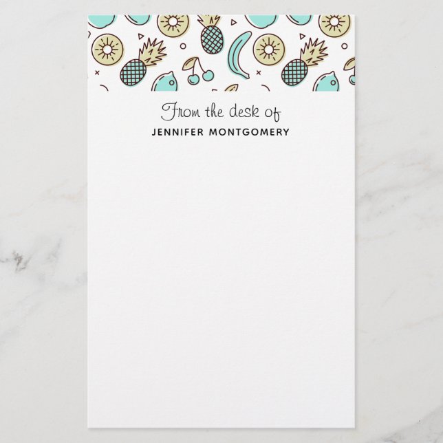 Cute Fruit Pattern Summery Line Drawing Stationery (Front)