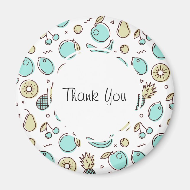 Cute Fruit Pattern Summery Themed Thank You Magnet (Front)