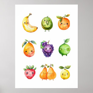 Cute Fruit Poster Print