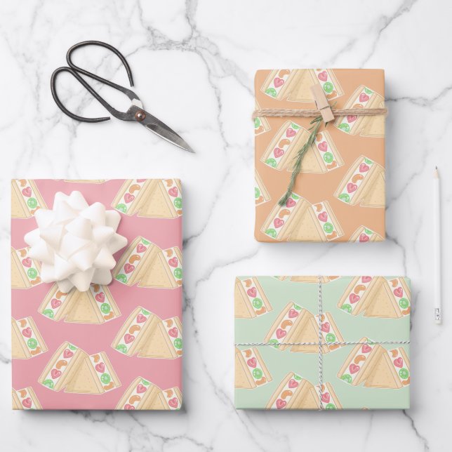 Cute Fruit Sandwich Wrapping Paper Sheet (Front)