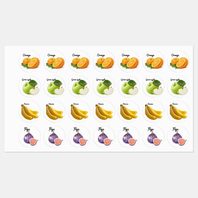 Cute Fruit Stickers Fun Designs School Labels (Sheet)