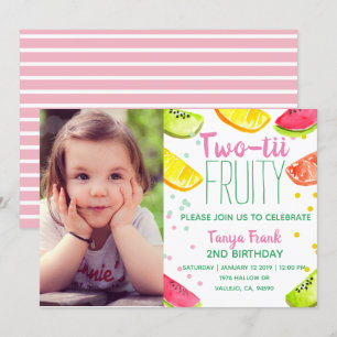Cute fruit theme kid 2nd birthday party invited invitation