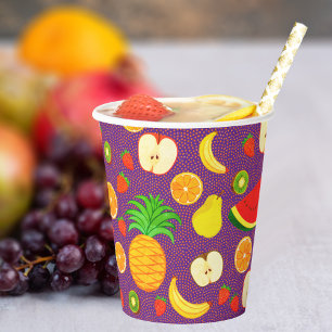 Cute Fruits Pattern Healthy Funny Colourful Juice Paper Cups