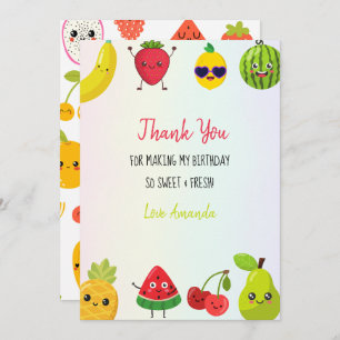 Cute Fruits Thank You Birthday Party Flat Card