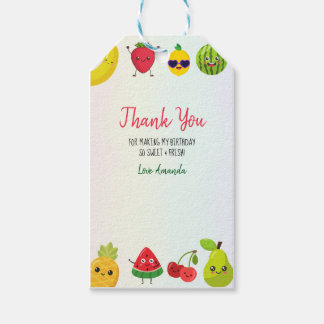 Cute Fruits Thank You Birthday Party Kids Card Gift Tags