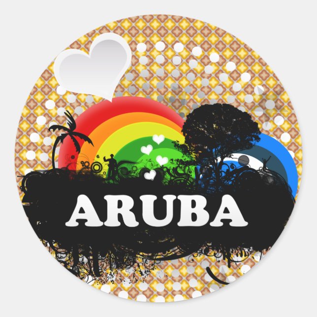 Cute Fruity Aruba Classic Round Sticker (Front)