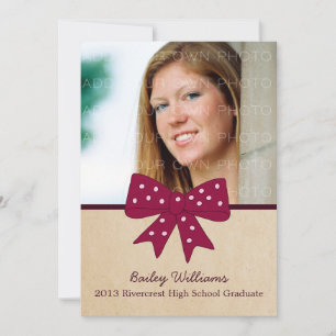 Cute Fuchsia Bow Graduation Invite