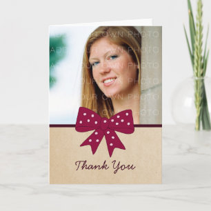 Cute Fuchsia Bow Graduation Thank You Card