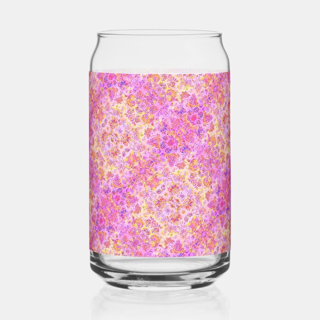 Cute fuchsia dream garden pattern can glass (Front)