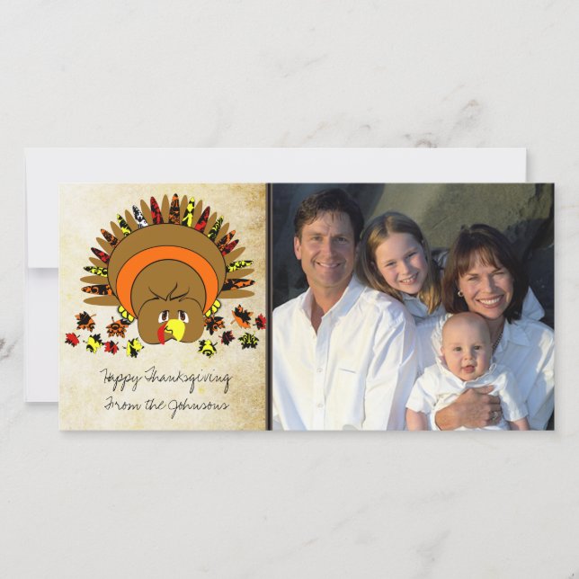 Cute Full Colour Turkey Holiday Card (Front)