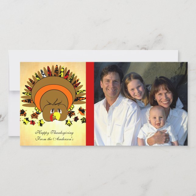 Cute Full Colour Turkey Holiday Card (Front)