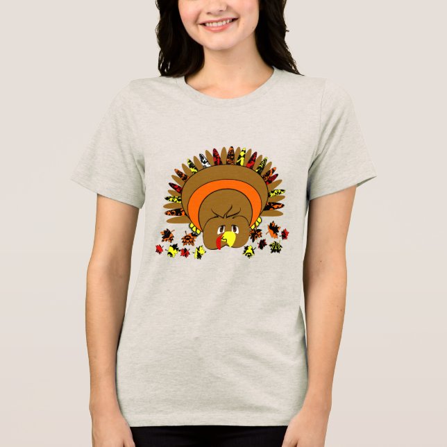 Cute Full Colour Turkey Tri-Blend Shirt (Front)