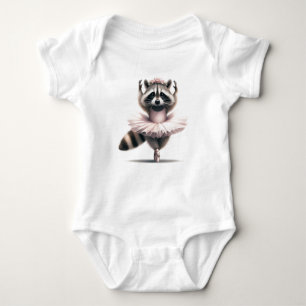 Cute Fun Animal Humour Racoon Ballerina Baby Bodysuit