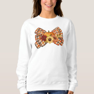 Cute Fun Autumn Bow,Pumpkins & Flowers,Watercolor Sweatshirt