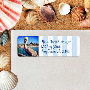 Cute fun beach pier pelican photo custom address