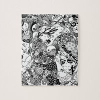 Cute, fun, black & white character jigsaw puzzle