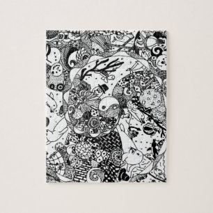 Cute, fun, black & white character jigsaw puzzle