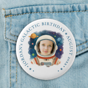Cute Fun Blue Astronaut Outer Space Galaxy Photo  6 Cm Round Badge