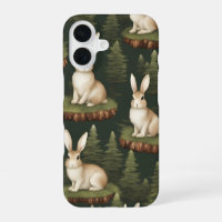 Cute Fun Bunnies On Evergreen Background