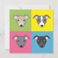 Cute Fun Cartoon Italian greyhounds Colourful Card