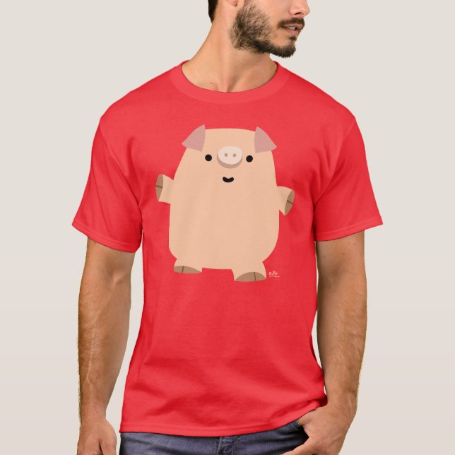 Cute Fun Cartoon Pig Men T-shirt (Front)