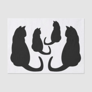 Cute Fun Cat Black Silhouette Tissue Paper