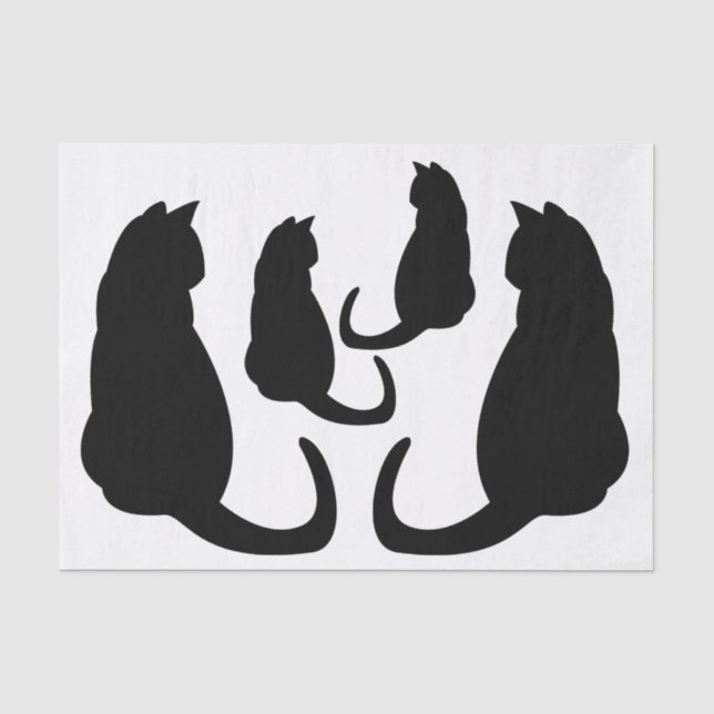 Cute Fun Cat Black Silhouette Tissue Paper (Front)