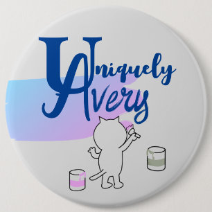 Cute Fun Cat Customisable Name Pin